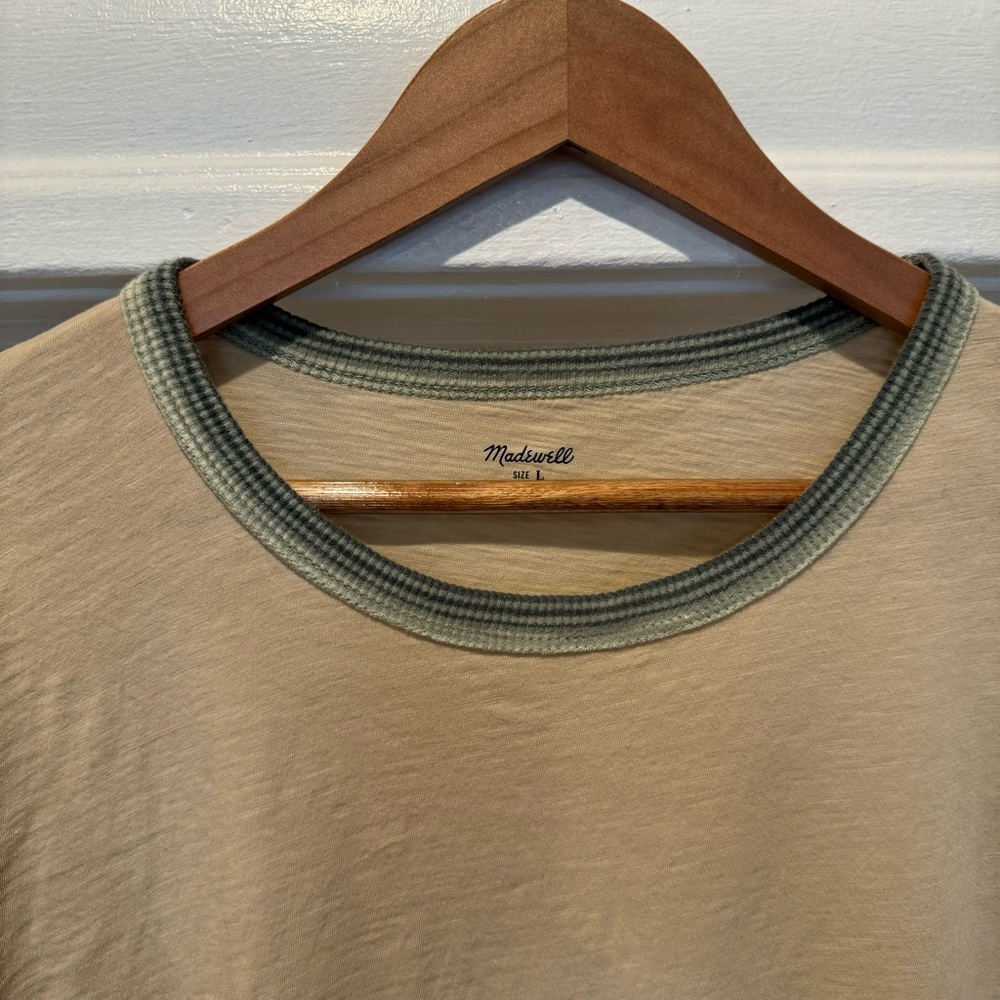 Madewell Tee with Striped Green Neckline